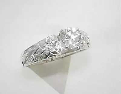 Solid 925 Silver Engraved Hawaiian Heritage Scrolls 0.75cts Cz French Mount Ring • $30.50