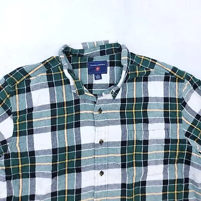 Saddlebred Tartan Flannel Casual Long Sleeve Button Up Shirt Mens Size XL Green • $14.99