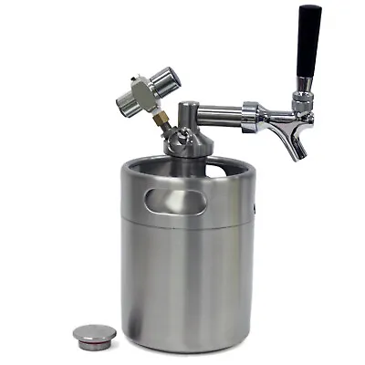 64oz Pressurized Mini Beer Keg Growler Stainless Steel Dispenser 2L & Tap Faucet • $69.99