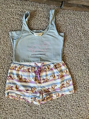 Peter Alexander Pajamas Dog Dachshund Shorts Tank Set Blue Pink XS • $15