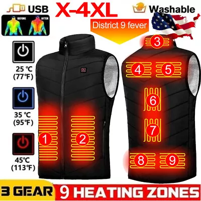 $22.99 • Buy Heated Vest Warm Winter Warm Electric USB Jacket Men Women Heating Coat Thermal