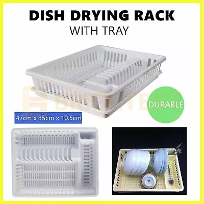 Plastic Dish Rack Plate Drying Cutlery Holder Drainer Dishrack Tray Set Dryer • $21.95