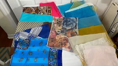 Scarf Lot Of 16 Vintage Neck/Head Scarves~ Mixed Patterns~ Silk Nylon Polyester • $17.55