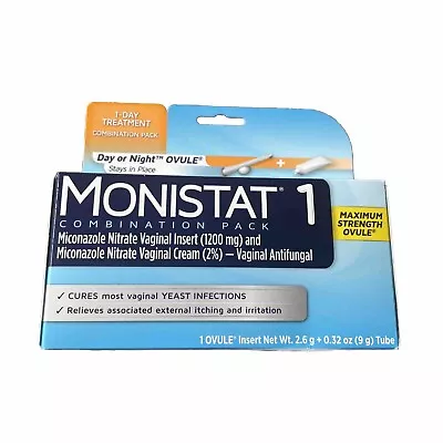 MONISTAT 1 Day Vaginal Antifungal Treatment Coimbination Pack  EXP 9/2024 • $15.95