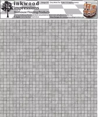 Dollhouse Flooring 6 Mil Peel Stick Vinyl 12 X12  - Dirty White Tile 017 • $7