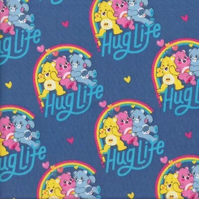 Care Bears Hug Life On Blue Girls Kids Licensed Quilting Fabric 1/2 Metre • $15.95