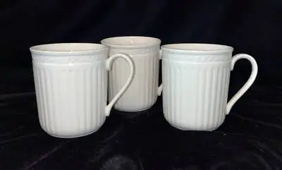 (3) Mikasa Italian Countryside 3-3/4  Coffee Mugs~cups~white~scroll~euc • $23.91