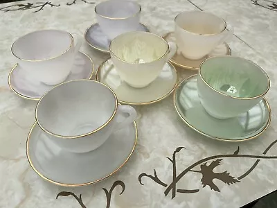 £29.99 • Buy Arcopal Harlequin Cups & Saucers Pastel Colours 12 Pieces French
