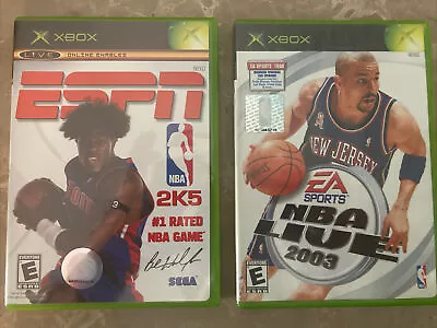 2 Game Bundle Lot Microsoft Xbox 360 COMPLETE NBA Live 2003 & ESPN NBA 2K5 • $10