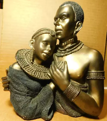$250 • Buy Figurine~VKendrick Moernist Sculpture Couple African American Bust 1950's-1960's