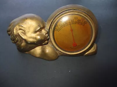 Vtg McClelland Barclay Bronze Northwind Thermometer 1938 Art Deco Nouveau • $75