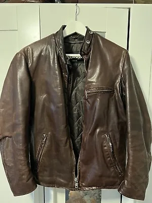$375 • Buy Vintage Schott Leather Cafe Racer 141 Jacket Brown 38