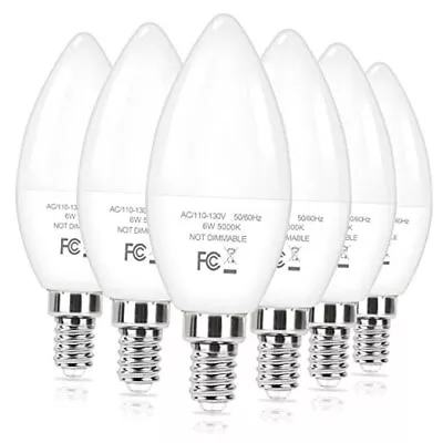 E12 Candelabra LED Light Bulbs 60W Equivalent 6 Packs 5000k-daylight White • $10.62