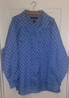 🔥Veezo Wear XL Shirt  Long Sleeve Blue Monogram Print NWOT 90’s Oversized • $29.99