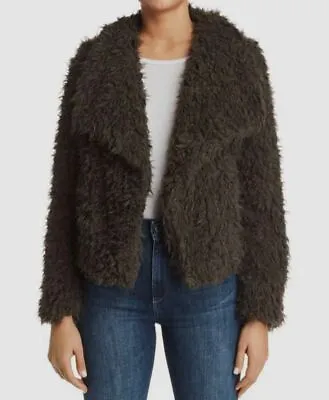 $297 Vero Moda Women's Green Fenda Faux Fur Draped Collar Winter Jacket Coat M • $23.98