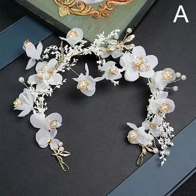 £4.31 • Buy Womens Bridal Wedding Prom Party Pearl Flower Hair Vine Tiara Hair Band Headband