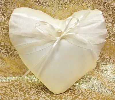 £8.89 • Buy Heart Shape Elegant White Wedding Ring Bearer Pillow 