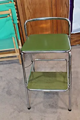 Vintage Green COSCO 2 STEP STOOL With Padded Seat Folding Stool 27” High • $74.99