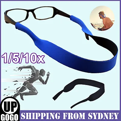$3.65 • Buy 1-10x Sunglasses Strap Sports Band Glasses Neck Cord Neoprene Eyewear Black Blue