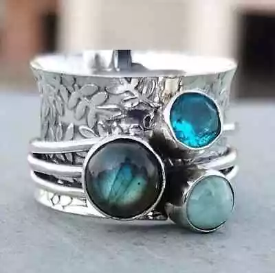 Labradorite Ring 925 Sterling Silver Band& Statement Ring Handmade Ring All Size • $11.69