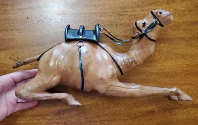 $27.30 • Buy Vintage Leather Wrapped Camel Figurine Laying Down 15  Large Art Decor Sculpture