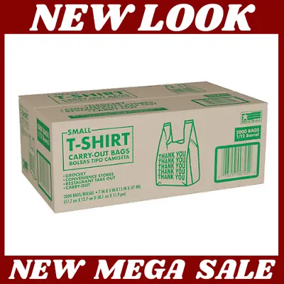 2000 Ct. Small T-Shirt Carry-Out Durable Bag With Handles We Cannot Ship To NJ • $32.97