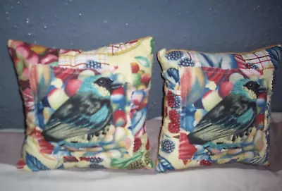 2 Small Handmade Patchwork Bird Cushions/UPCYCLED Ref No C6. • £12