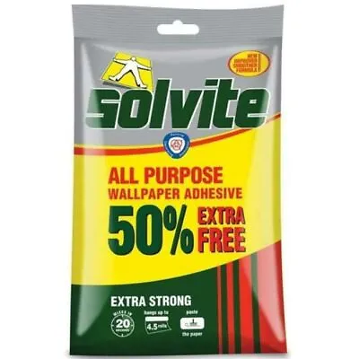 Solvite Wallpaper Paste Adhesive All Purpose Extra Strong Hangs Up To 4.5 Rolls • £3.39