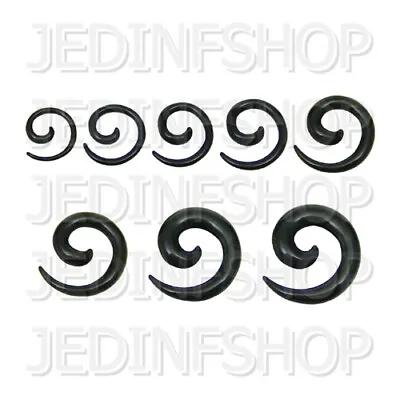 £2.85 • Buy Ear Taper Stretcher Expander - Spiral Snail | 1.6mm-10mm | Black Acrylic