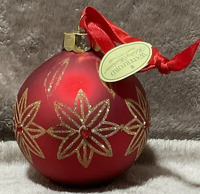 $25.46 • Buy New Waterford Holiday Heirloom North Pole Red & Gold Jeweled Ball Ornament NWT