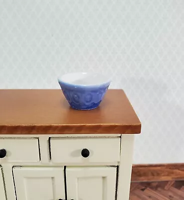 Dollhouse Mixing Bowl Large Ceramic With Pattern Blue 1:12 Scale Miniature • $3.99