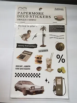 $2.90 • Buy Daily Item Travel Stickers 2pc Vintage Bullet Journal Diary Deco Food Animals