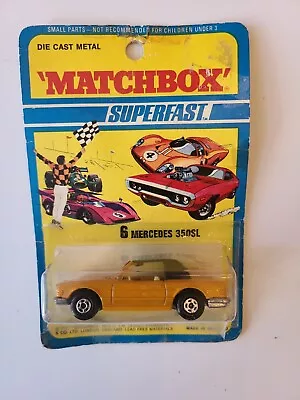 1973 Matchbox Superfast~Number 6~Mercedes 350SL~Yellow Blk Date On Bottom Of Car • $14.95