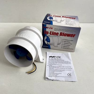 $48.99 • Buy Rule 240 Inline 4  Bilge Blower 12V DC Fan Inlet Oulet Marine Boat Ventilation