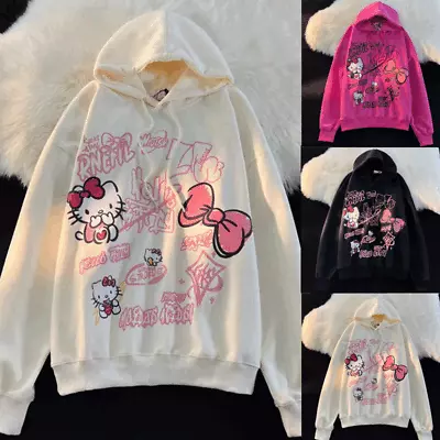 Kitty Cat Y2K Hoodie - Sanrio Gifts Kawaii Hoodie Cute Hoodies For Girls Top • £6