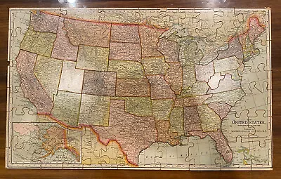 1920s Vintage Madmar Puzzle Map Of United States Selling Missing Pieces • $36