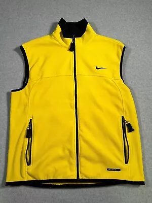Vintage Nike Acg Full Zip Fleece Sweater Vest Yellow Size Large Layer 2 90s • $35