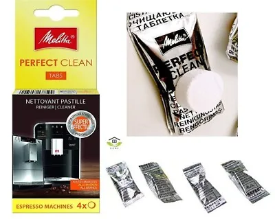 4x Melitta Perfect Clean Espresso Filter Coffee Machine Cleaner Tabs Tablets • £5.49