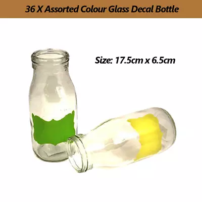 36 X Small Glass Milk Decal Bottle Juice Candy Vintage Bottle Wedding Party Cap • $49.95