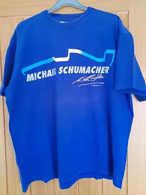 Vintage 1996 Michael Schumacher Collection T Shirt Blue Size L - 48  Chest • £5.99