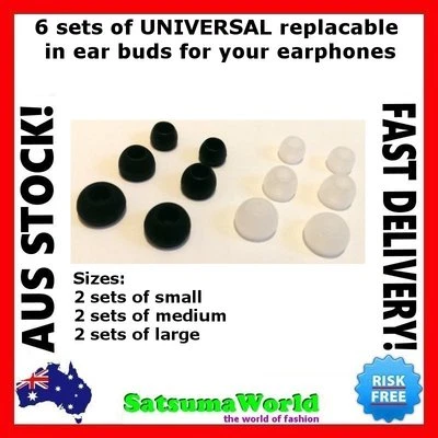 $8.99 • Buy IN EAR In-ear Buds 6pcs Replaceable Universal Sennheiser Sony Beats Black White
