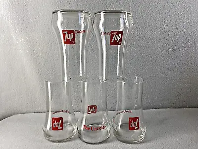 Vintage 7 Up The Uncola Soda Glass Tumbler Upside Down Style 6  Tall Set Of 5 • $21.98