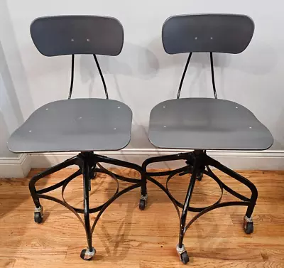 Vintage Toledo Drafting Stool Chair Industrial Steampunk 2 Pieces • $233.75