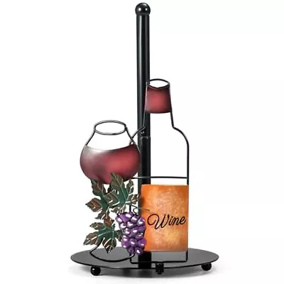 Wine Paper Towel Holder - Vintage Wine Decor For KitchenMetal Wine Glass & G... • $33.10