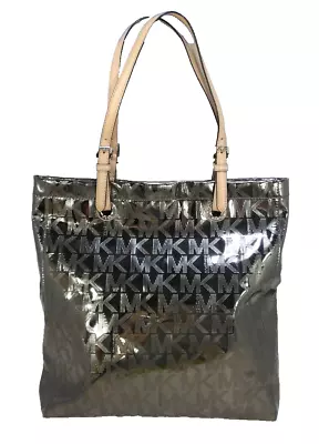 Micheal MICHAEL KORS Shinny Silver Tote Shoulder Bag Handbag Purse • $44.99