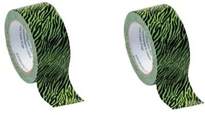 2 Pack Neon Green Zebra Print Duct Tape 2  Wide X Approximately 20 Yds Crafts • $6.66