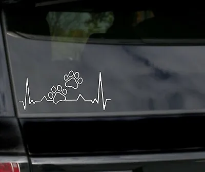 PAW PRINT LIFELINE Vinyl Decal Sticker Car Window Bumper Dog Cat Love Heartbeat • $3.05