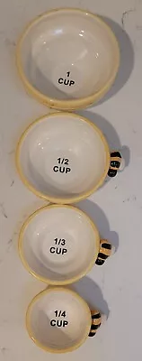 VTG Tender Heart Beehive Bumblebees 3D 4PC Ceramic Measuring Cups Yellow • $23.99