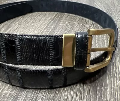 Cale Genuine Crocodile Tejus Belt Size 38 Dress Leather Black Made In Spain • $30