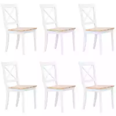 VidaXL Dining Chairs 6 Pcs White And Light Wood Solid Rubber Wood • $622.15